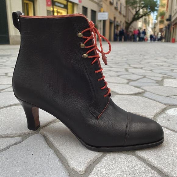 Carmina Italian Black Leather Lace-Up Ankle Boots Women's UK7 | US9 New - Picture 1 of 9